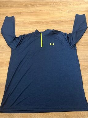 Under Armour Navy Half-Zip Pullover with Neon Yellow Logo